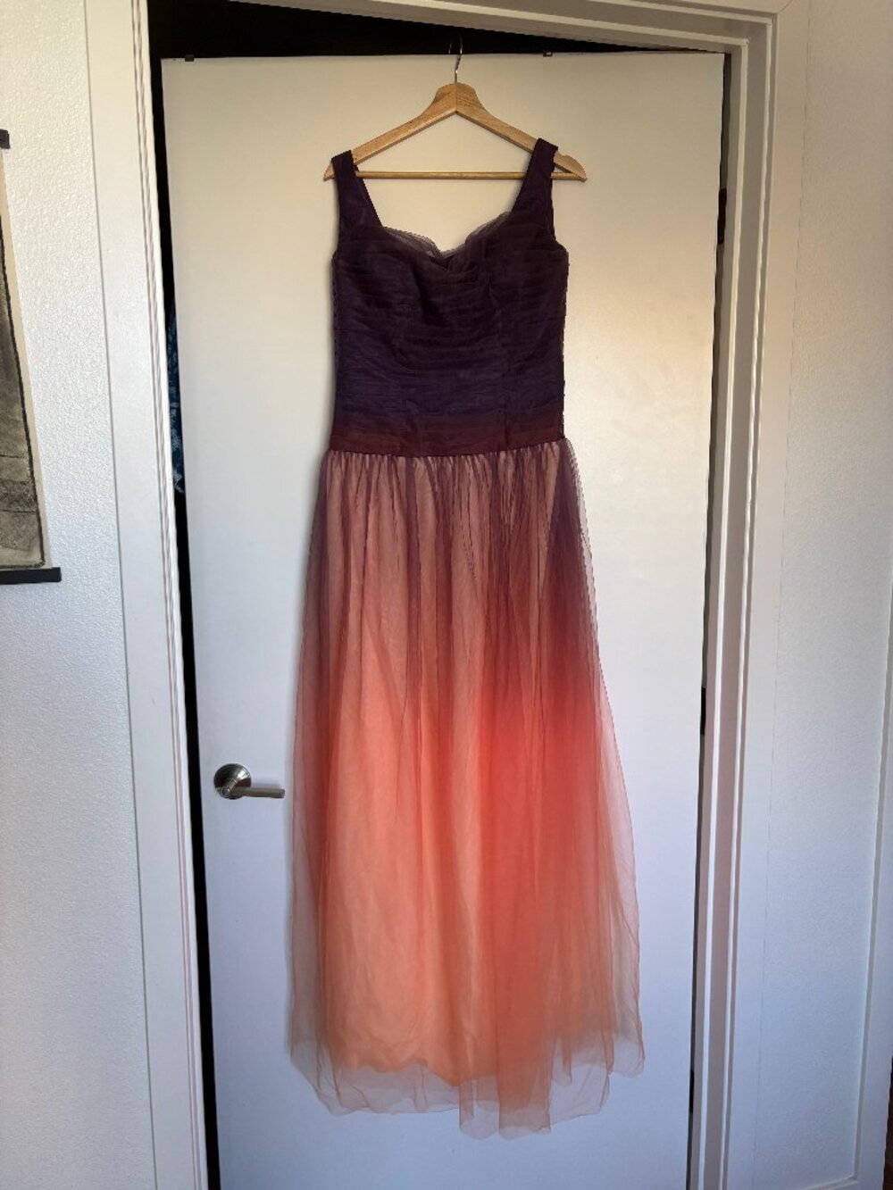 Sunset Ombre A-Line Tuille Floor-Length Gown View 2
